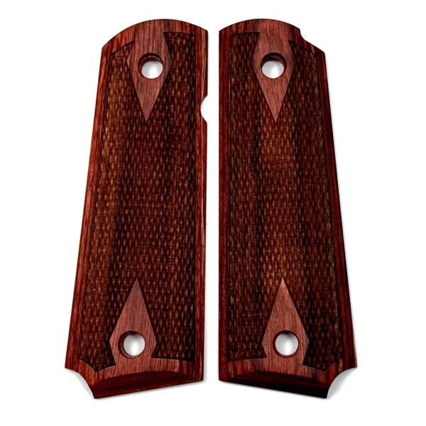 1911-Grip-Rosewood-Double-Diamond-Checkered-Border