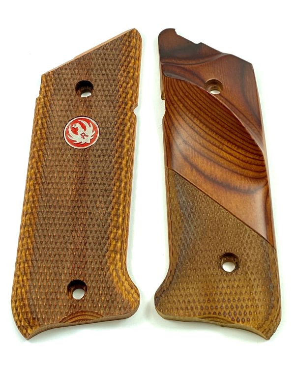thumbnail image 2 of Rosewood Floral Checkered Ruger Mark IV 22/45 Grips - LS Grips 2 of 11