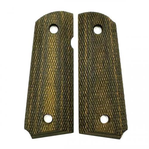 1911 Compact Grip Brown Black Laminate Checkered