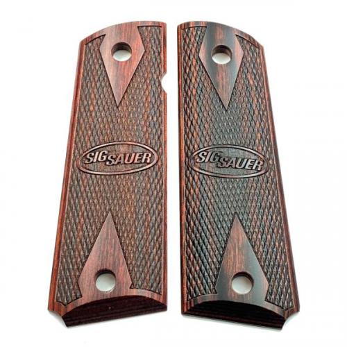 1911 Grip Rosewood Laminate Checkered DD Sig Sauer Logo