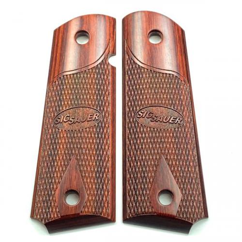 1911 Grip Rosewood Laminate Checkered Sig Sauer Logo