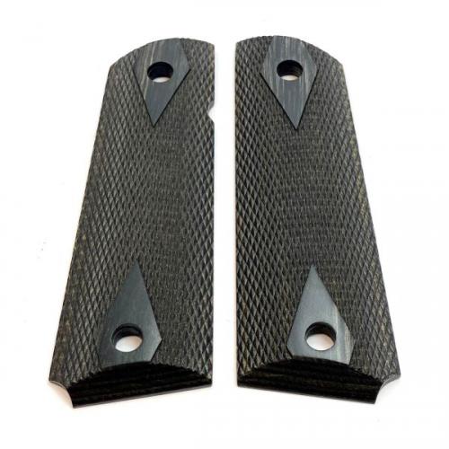 1911 Compact Grip Dark Charcoal/Blk Laminate Checkered Colt Medallion