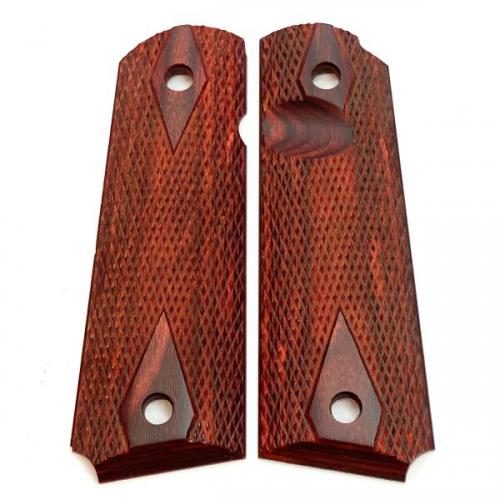 1911 Grip Rosewood Laminate Thumb Notch/Mag DD Checkered