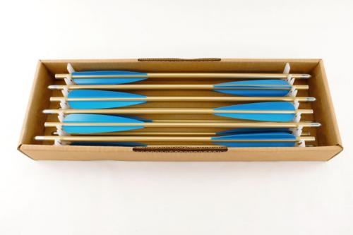Archery Aluminum Bolts, Blue Vanes, Gold