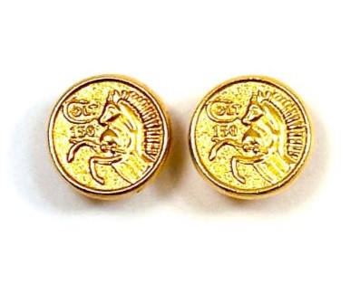 Colt Factory Grip Medallions. 150 Yr. Anniversary Horse Head Medallions Gold