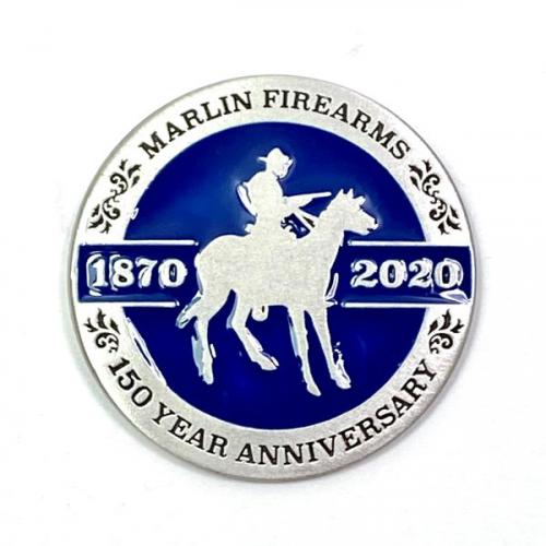 Marlin 150th Anniversary Stock Medallion, Blue/Silver