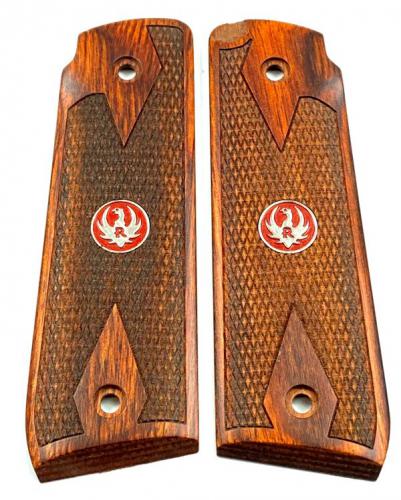 Ruger MKIV 22/45 Cocobola Laminate Checkered Grip Medallion