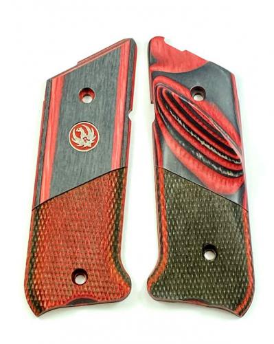 Ruger MKIV Thumbrest Red Black Laminate Grips Medallion Right Hand